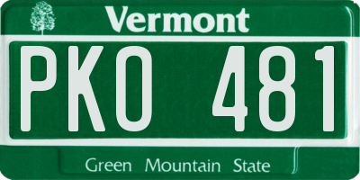 VT license plate PKO481
