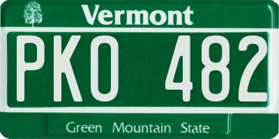 VT license plate PKO482