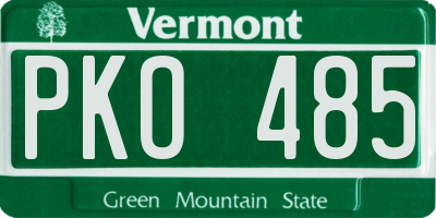 VT license plate PKO485