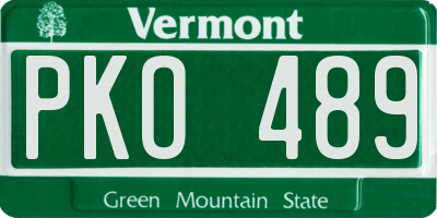 VT license plate PKO489
