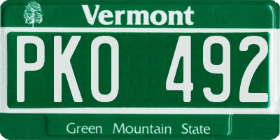 VT license plate PKO492