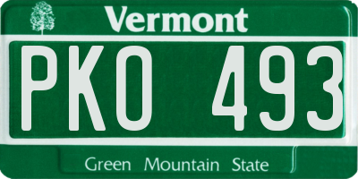 VT license plate PKO493