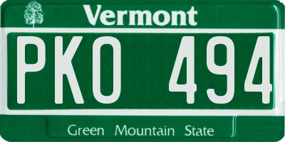 VT license plate PKO494