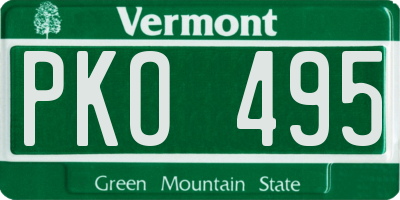 VT license plate PKO495