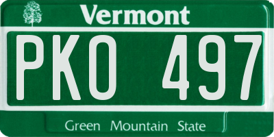 VT license plate PKO497