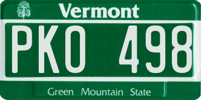 VT license plate PKO498