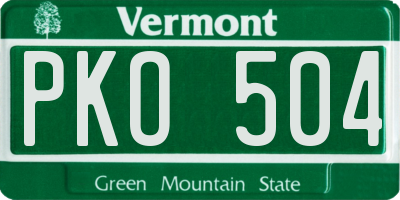 VT license plate PKO504