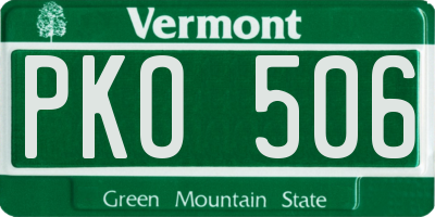 VT license plate PKO506