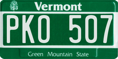 VT license plate PKO507