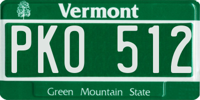 VT license plate PKO512