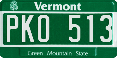 VT license plate PKO513