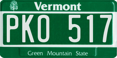 VT license plate PKO517