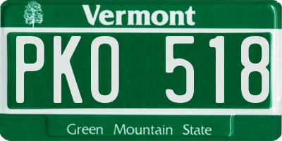 VT license plate PKO518