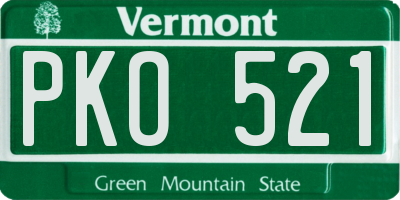 VT license plate PKO521
