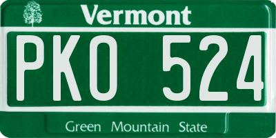 VT license plate PKO524