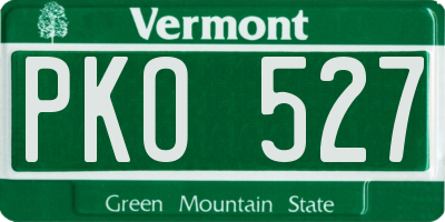 VT license plate PKO527