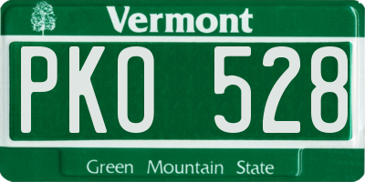 VT license plate PKO528