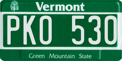 VT license plate PKO530