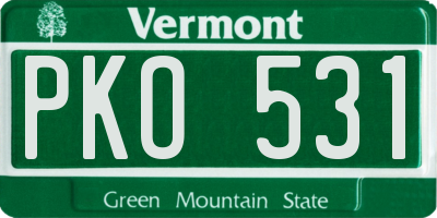 VT license plate PKO531