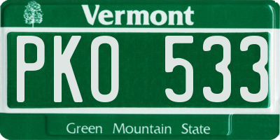 VT license plate PKO533