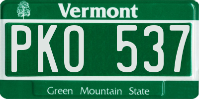 VT license plate PKO537