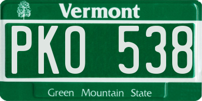 VT license plate PKO538