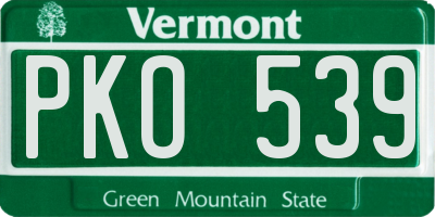 VT license plate PKO539