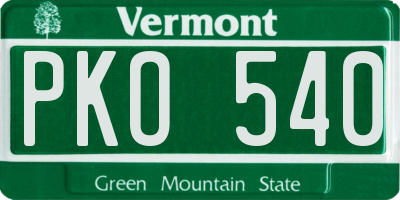VT license plate PKO540