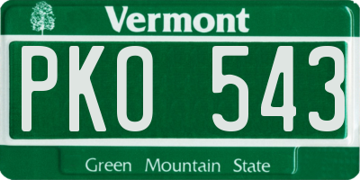 VT license plate PKO543