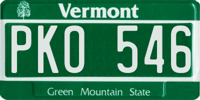 VT license plate PKO546