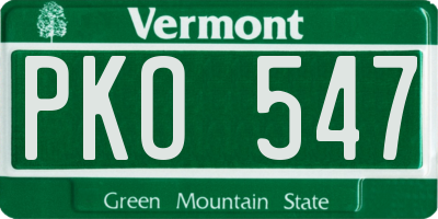VT license plate PKO547