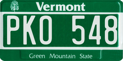 VT license plate PKO548