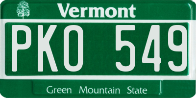 VT license plate PKO549