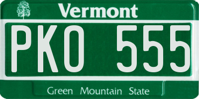 VT license plate PKO555