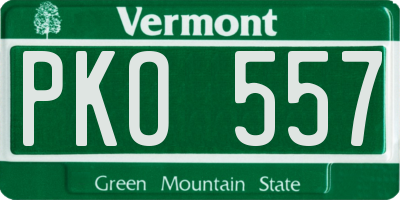 VT license plate PKO557