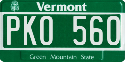 VT license plate PKO560