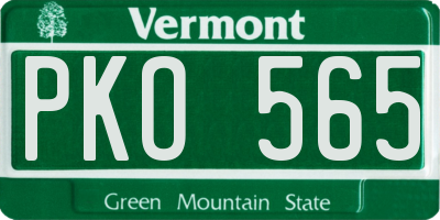 VT license plate PKO565