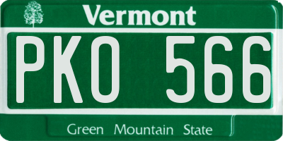 VT license plate PKO566