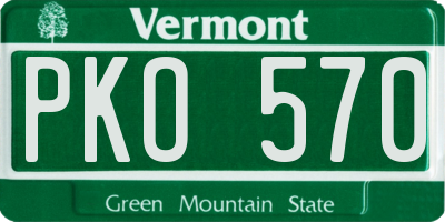 VT license plate PKO570