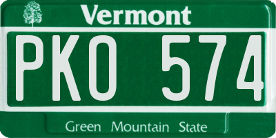 VT license plate PKO574