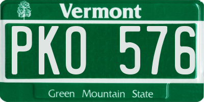 VT license plate PKO576