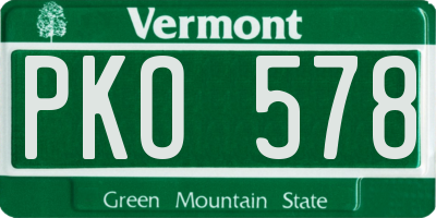 VT license plate PKO578