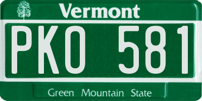 VT license plate PKO581