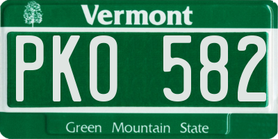 VT license plate PKO582