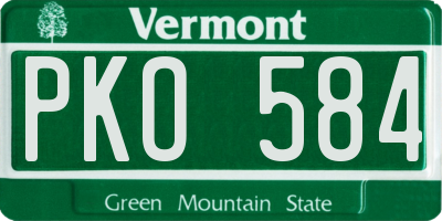 VT license plate PKO584