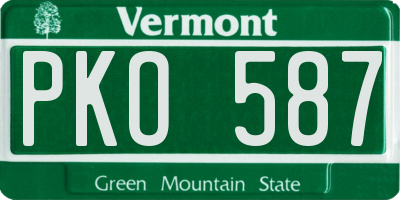 VT license plate PKO587