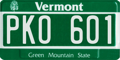 VT license plate PKO601