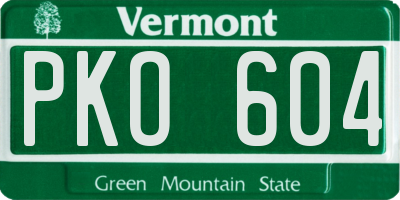 VT license plate PKO604