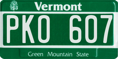 VT license plate PKO607