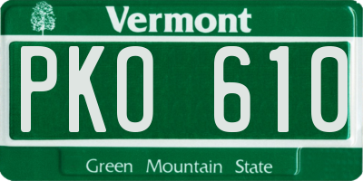 VT license plate PKO610